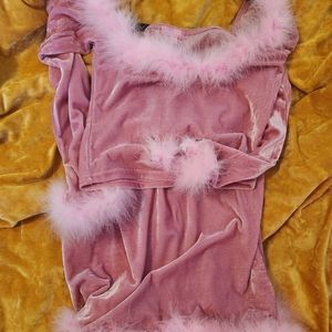 Sugar thrills 2 piece pink marabou set 🎀